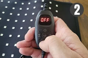 Glokore Therapy Wrap step 2 select LED mode on remote control